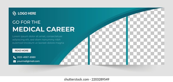 Medical Facebook cover design social media banner template, medical student, hospital banner