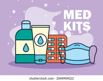 medical facemask and drugs icons