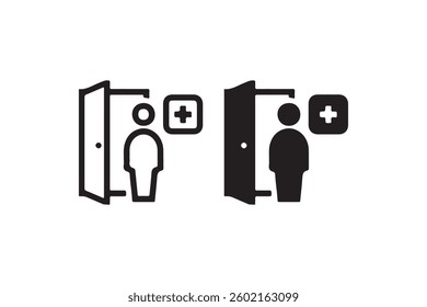 Medical facility entrance with patient icon Vector