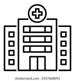 Medical facility line icon with editable stroke