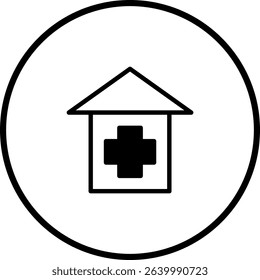 Medical Facility Symbol: Vector Illustration of a Hospital or Healthcare Center