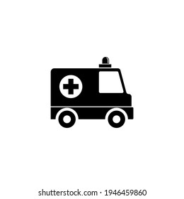 Medical Fast Response Ambulance Car. Flat Vector Icon illustration. Simple black symbol on white background. Medical Fast Response Ambulance Car sign design template for web and mobile UI element.