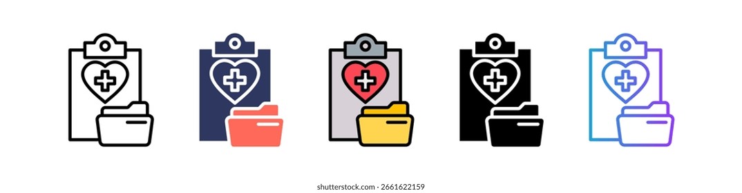 Icono de archivo médico Ilustración vectorial múltiple