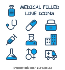 medical  filled line icons, White Background