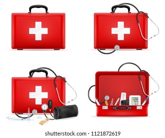 medical first aid box case kit stock vector illustration isolated on white background