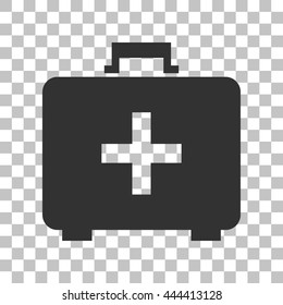 Medical First aid box sign. Dark gray icon on transparent background.
