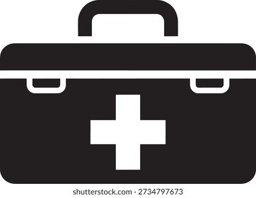 Medical first aid kit box with handle and cross symbol on front rescue and medical supplies