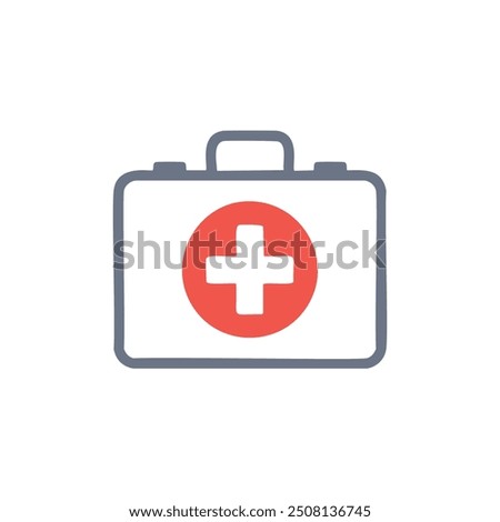 Medical first aid kit icon. A simple, flat icon depicting a medical first aid kit. Ideal for healthcare, emergency, or safety themes.