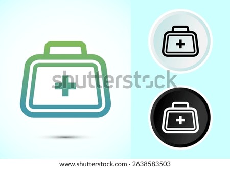 Medical first aid kit icon design illustration, Medicine emergency box sign symbol in color, black and white