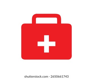 Medical First Aid Kit Icons – Red Emergency Cross Symbols, Vector file.