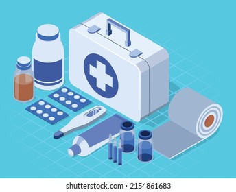 medical first aid kit isometric
