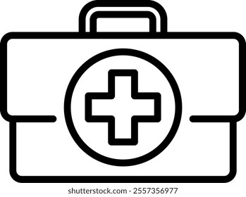 Medical first aid kit line icon. Emergency medical box outline vector sign. Suitcase with cross linear style pictogram. Healthcare symbol, logo illustration. Editable stroke.