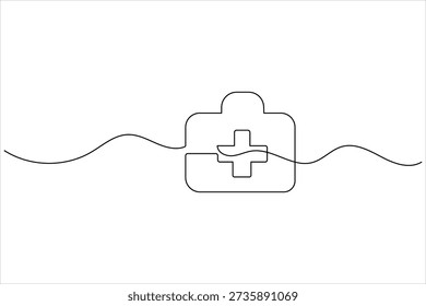 Medical first aid kit symbol continuous one line drawing
