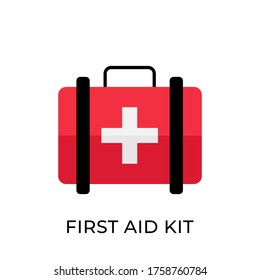  Medical First Aid Kit vector icon flat design isolated on white background.