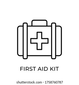 Icono vectorial del kit de primeros auxilios médico aislado en fondo blanco.