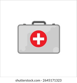 Medical first aid kit vector. A simple, flat icon depicting a medical first aid kit. 