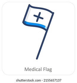 Bandera Médica Y Concepto De Icono Médico