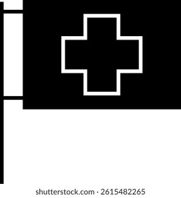 Medical Flag Icon with Cross Symbol for Emergency or Hospital Indication – Transparent Background.