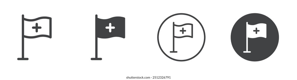 Medical flag icon Vector logo outline