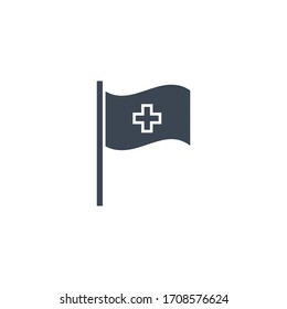 Medical Flag related vector glyph icon. Isolated on white background. Vector illustration.