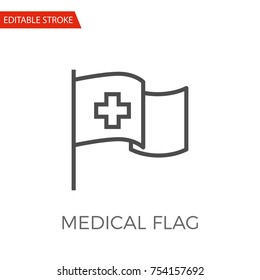 Medical Flag Thin Line Vector Icon. Flat Icon Isolated on the White Background. Editable Stroke EPS file. Vector illustration.