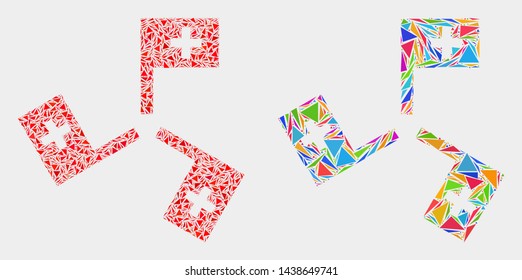 Medical flags collage icon of triangle items which have different sizes and shapes and colors. Geometric abstract vector design concept of medical flags.