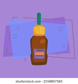 Medical flask with dropper vector illustration. Oil, nasal spray, glue. Plastic bottles concept. Vector illustration can be used for topics like food, medicine, condiment