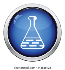 Medical flask icon. Glossy button design. Vector illustration.