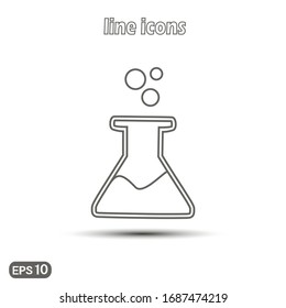 Medical flask, test tube. Vector linear icon. Modern simple flat icon for website design, logo, application, user interface. Vector EPS10