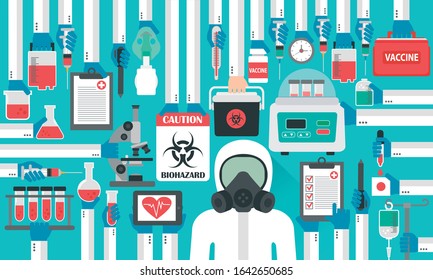 Medical flat design. Biohazard flat. Caution Biohazard. Vector illustration