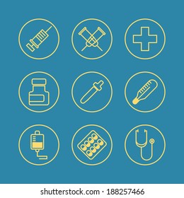 Medical Flat design thin line icons set. Vector illustration
