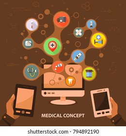 Medical flat icon concept. Vector illustration. Element template for design.
