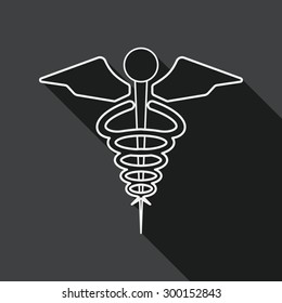 medical flat icon with long shadow, line icon