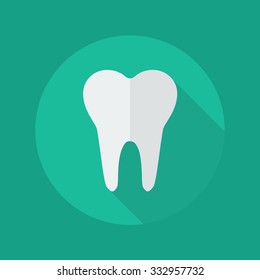 Medical Flat Icon With Long Shadow. Dentistry symbol