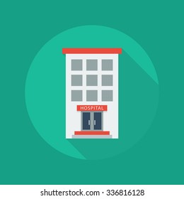Medical Flat Icon With Long Shadow. Hospital