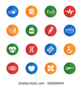 Medical flat icons for media