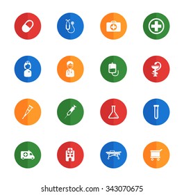 Medical flat icons for media