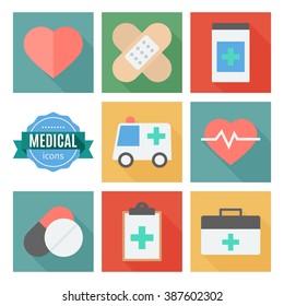 medical  flat icons set