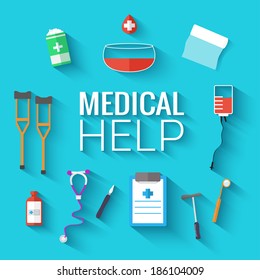 medical flat icons set background. Vector illustration