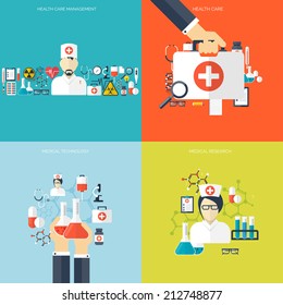 Medical flat vector background,health care,first aid.International health protection,insurance.Medicine and surgery.Vaccination,medical research program.Online health check,medical diagnosis,treatment