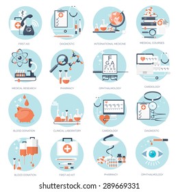 Medical flat vector background,health care,first aid.International health protection,insurance.Medicine and surgery.Vaccination,medical research program.Online health check,medical diagnosis,treatment