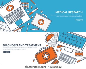 Medical flat vector background,health care,first aid.International health protection,insurance.Medicine and surgery.Vaccination,medical research program.Online health check,medical diagnosis.Line art