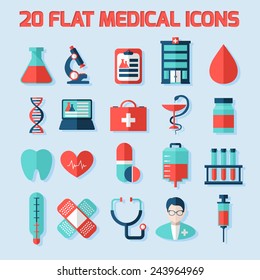 Medical Flat Vector Icons Set. Health and Medical Care Illustration.