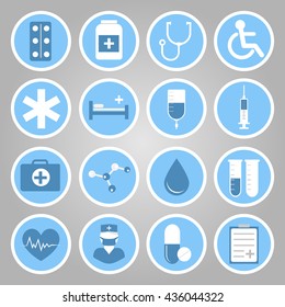 Medical flat vector icons for your website, business cards, brochures in the form of a circle
