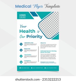 Medical flyer and brochure cover page template design