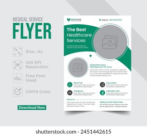 Medical flyer and corporate healthcare design template, medical cover a4 flyer design layout for print