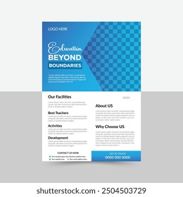 Medical flyer design, creative stylish flyer template, vector template in A4 size, blue color modern flyer, perfect for creative professional business, vector template. print ready.