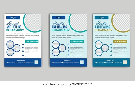 medical flyer design layout with circle shape. medical flyer with blue and sky blue color.