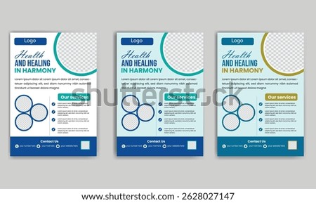 medical flyer design layout with circle shape. medical flyer with blue and sky blue color.