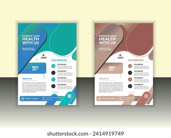 Medical flyer With four various service. Organic shape leaflet with two different colour . Designed for brochure , poster , di flyer.